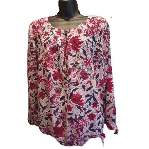 Lucky Brand Women's Size Large Boho Floral 100% Modal Blouse - Picture 1 of 8